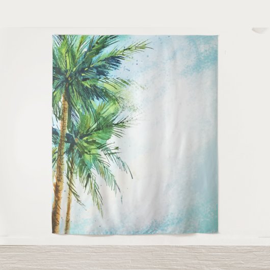 Waterverf Palms Tropisch strand Wandkleed (Voorkant)