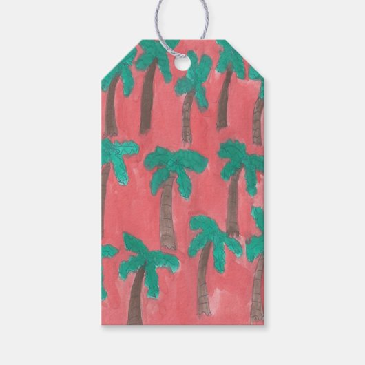 Waterverf palmstructuurpatroon cadeaulabel (Voorkant)