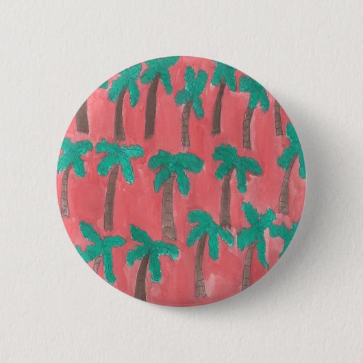 Waterverf palmstructuurpatroon ronde button 5,7 cm (Voorkant)