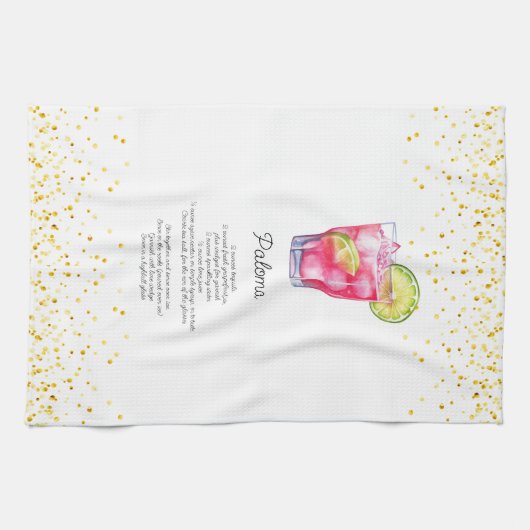 Waterverf Paloma aangepaste Drink recept Theedoek (Horizontaal)