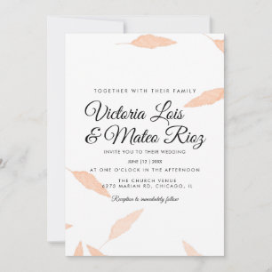 Waterverf Pampas Blad Silhouet Bruiloft Kaart