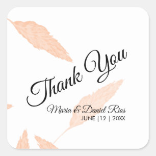 Waterverf Pampas Blad Silhouet Trouwen  Vierkante Sticker