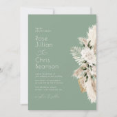 Waterverf pampas bloemensalie groene bruiloft kaart (Voorkant)