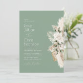 Waterverf pampas bloemensalie groene bruiloft kaart (Staand voorkant)