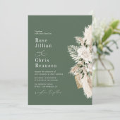 Waterverf Pampas Floral Sage Green Wedding Kaart (Staand voorkant)