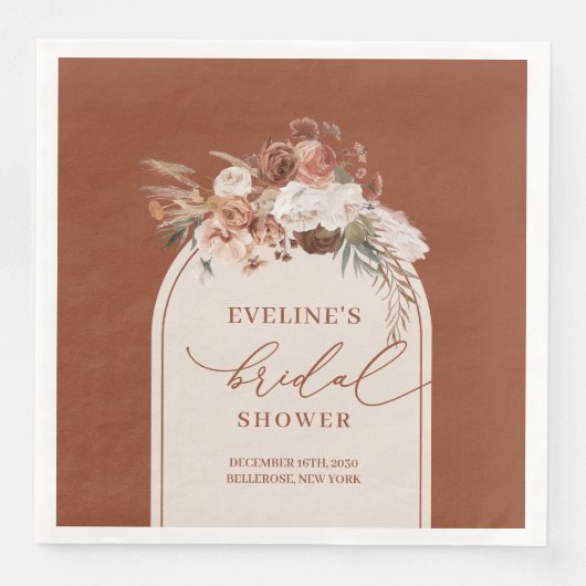 Waterverf Pampas Floral servetten voor Vrijgezelle (Voorkant)