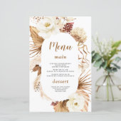 Waterverf Pampas Gras Ivoor Bloemen Menu (Staand voorkant)