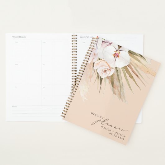 Waterverf Pampas Grass & Calligraphy Wedding Planner (Display)