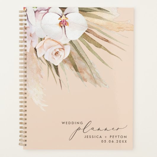 Waterverf Pampas Grass & Calligraphy Wedding Planner (Voorkant)
