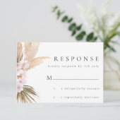 Waterverf Pampas Grass & Flowers Boho Wedding RSVP Kaartje (Staand voorkant)