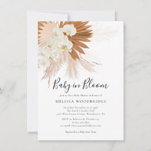 Waterverf Pampas Grass Herfst Meisje Baby shower Kaart