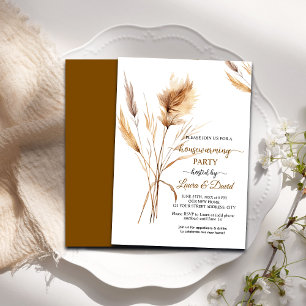 Waterverf Pampas Grass Housewarming Party Kaart