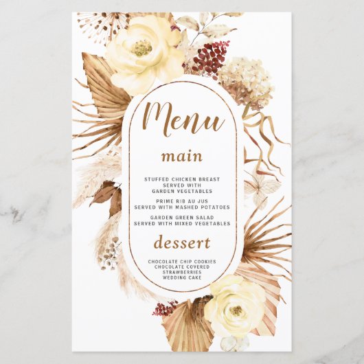 Waterverf Pampas Grass Ivoor Bloemen Verjaardagsme (Voorkant)