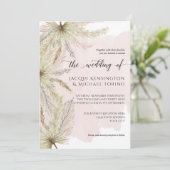 Waterverf Pampas Grass Palm Greenery w Dusty Pink Kaart (Staand voorkant)