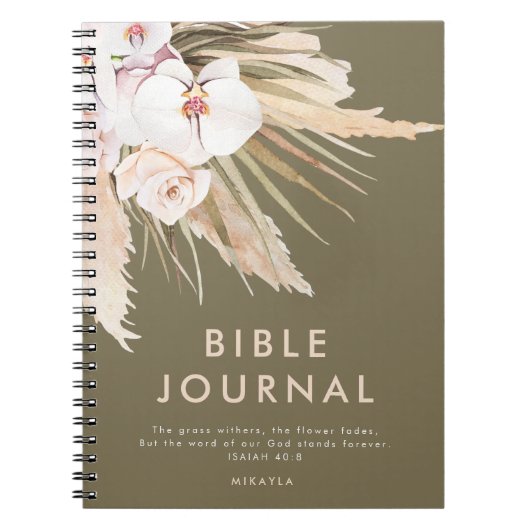 Waterverf Pampas Grass Personalized Bible Journal Notitieboek (Voorkant)