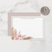 Waterverf Pampas Grass Rozen Aangepaste naam Notitiekaartje (Voorkant / Achterkant in situ)