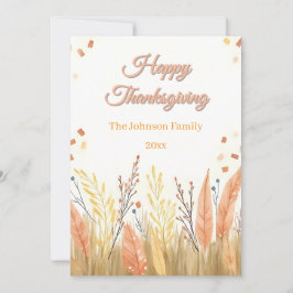 Waterverf Pampas Grass & Rustieke Boho Thanksgivin Feestdagenkaart