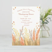 Waterverf Pampas Grass & Rustieke Boho Thanksgivin Kaart (Staand voorkant)