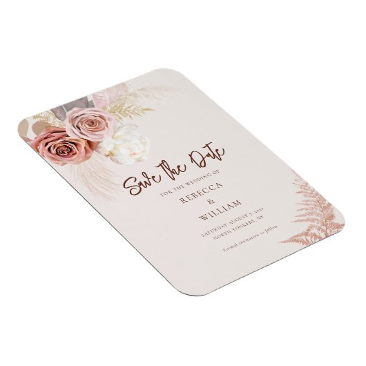 Waterverf Pampas Grass Script De datum opslaan Magneet (Rechterzijde)