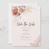 Waterverf Pampas Grass Script Wedding Save The Date (Voorkant)