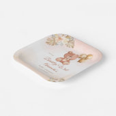 Waterverf Pampas Grass Teddy Bear Baby shower Papieren Bordje (Gebogen)