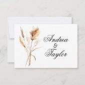 Waterverf Pampas Grass Trouwlied Verzoek RSVP Kaartje (Voorkant)
