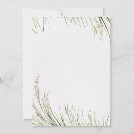 Waterverf Pampas Grass Wedding Uitnodiging (Achterkant)