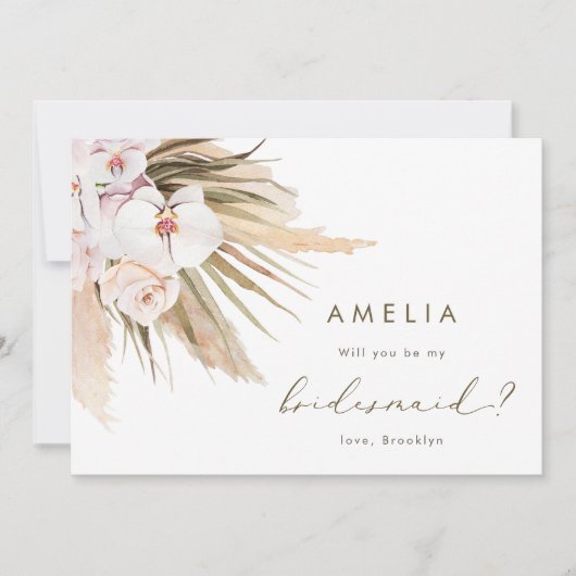 Waterverf Pampas Grass zal je mijn Bridesmaid zijn Kaart (Voorkant)