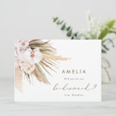 Waterverf Pampas Grass zal je mijn Bridesmaid zijn Kaart (Staand voorkant)