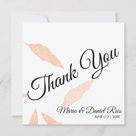 Waterverf Pampas Leaf Silhouette Wedding Kaart (Voorkant)