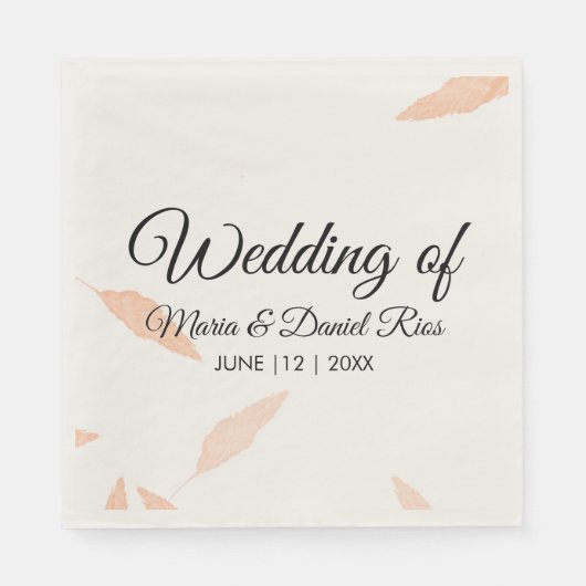 Waterverf Pampas Leaf Silhouette Wedding Servet (Voorkant)