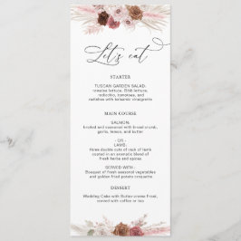 waterverf pampas stoffige roze bloemenbruiloft menu