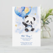 Waterverf Panda Baby shower Invitation Kaart (Staand voorkant)