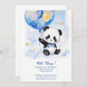 Waterverf Panda Baby shower Invitation Kaart (Voorkant / Achterkant)