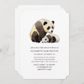Waterverf panda baby shower. Schattige beer Kaart (Voorkant / Achterkant)