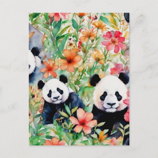 Waterverf Panda Beer Briefkaart (Voorkant)