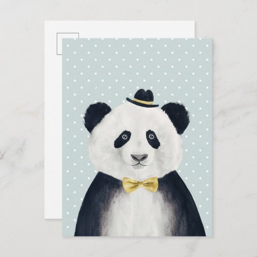 Waterverf Panda Beer Briefkaart (Voorkant / Achterkant)