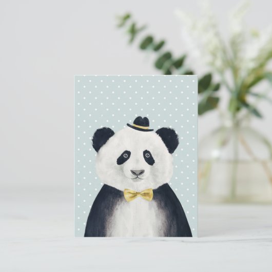 Waterverf Panda Beer Briefkaart (Staand voorkant)