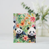 Waterverf Panda Beer Briefkaart (Staand voorkant)