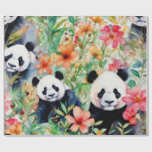 Waterverf Panda Beer Cadeaupapier (Vlak)