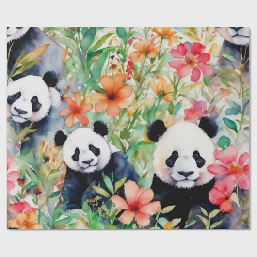 Waterverf Panda Beer Cadeaupapier (Vlak)