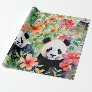 Waterverf Panda Beer Cadeaupapier