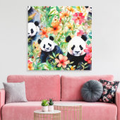 Waterverf Panda Beer Canvas Afdruk (Insitu (Woonkamer))