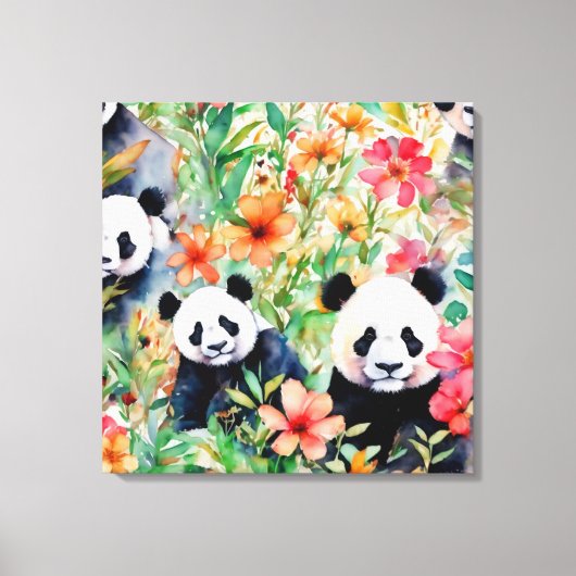 Waterverf Panda Beer Canvas Afdruk (Voorkant)