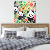 Waterverf Panda Beer Canvas Afdruk (Insitu (Slaapkamer))