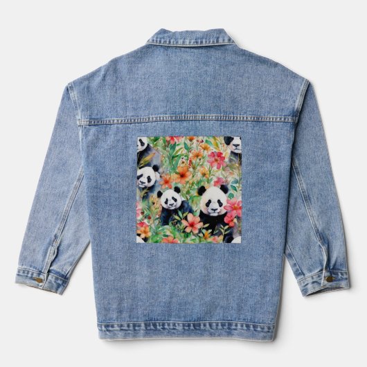 Waterverf Panda Beer Denim Jacket (Achterkant)
