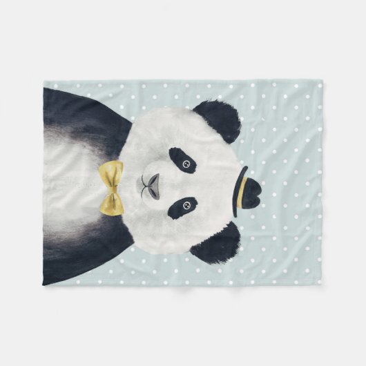 Waterverf Panda Beer Fleece Deken (Voorkant (Horizontaal))