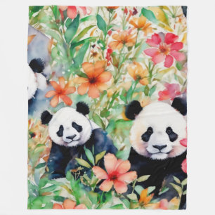 Waterverf Panda Beer Fleece Deken