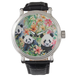 Waterverf Panda Beer Horloge