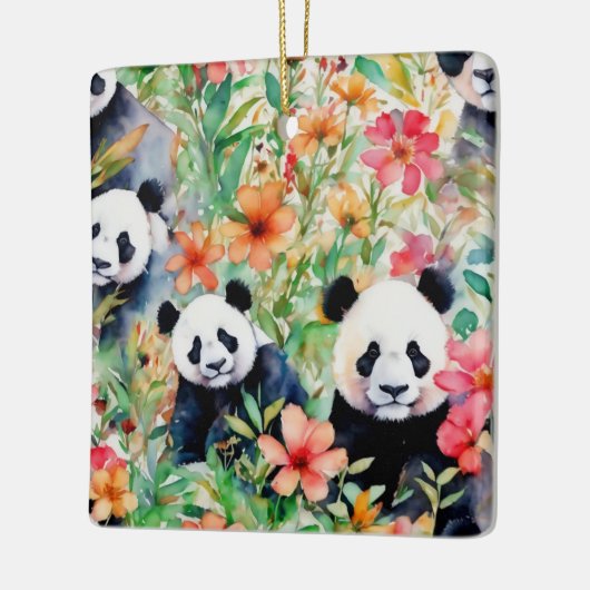 Waterverf Panda Beer Keramisch Ornament (Links)